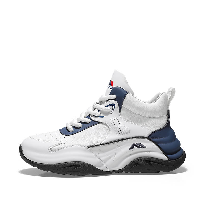 Kolumb Height Increasing Abrasion Resistant Slip Resistant Mid top Chunky Sneakers Men's White Blue