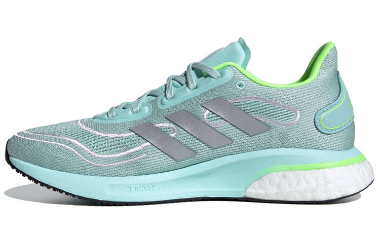 Adidas Adidas Galaxar Fabric Cushioning Slip Resistant Low top Running Shoes Women's Mint Green