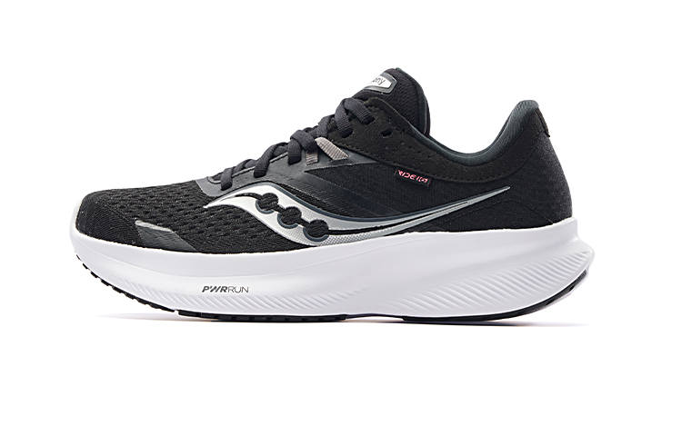 Saucony Ride 16 Mesh Cushioning Slip Resistant Abrasion Resistant Low top Sprint Running Shoes Women's Black White