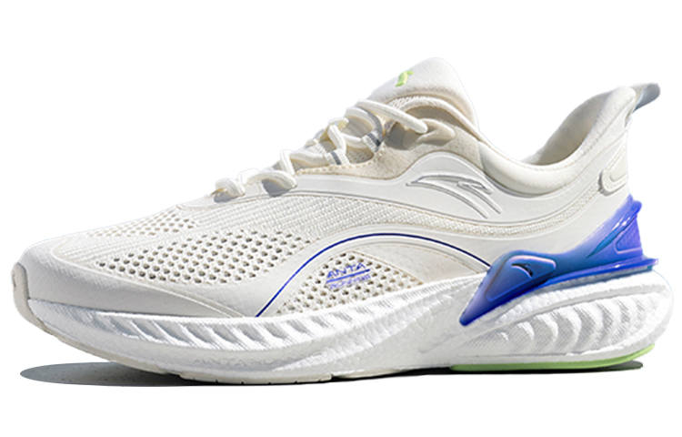 Anta Cushioning Anti-Slip Wear-Resistant Breathability Low-Top Running Shoes Men's White Green Purple Mesh