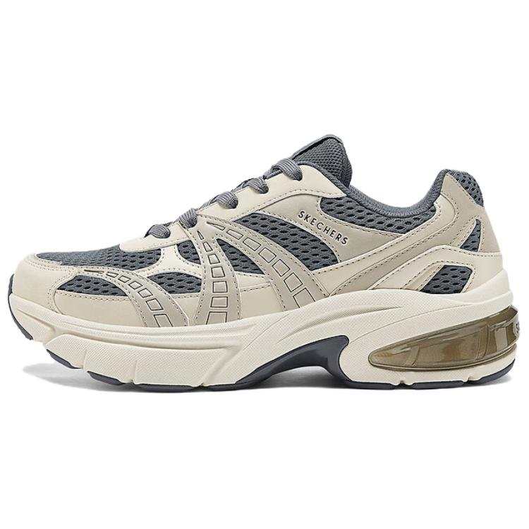 Skechers Lightweight Support Cushioning Abrasion Resistant Breathable Low top Chunky Sneakers Men's Beige Gray