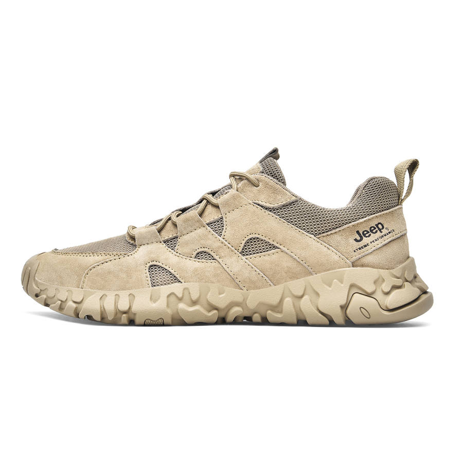 Jeep Textile, Pigskin Low top Outdoor Shoes Men's Khaki
