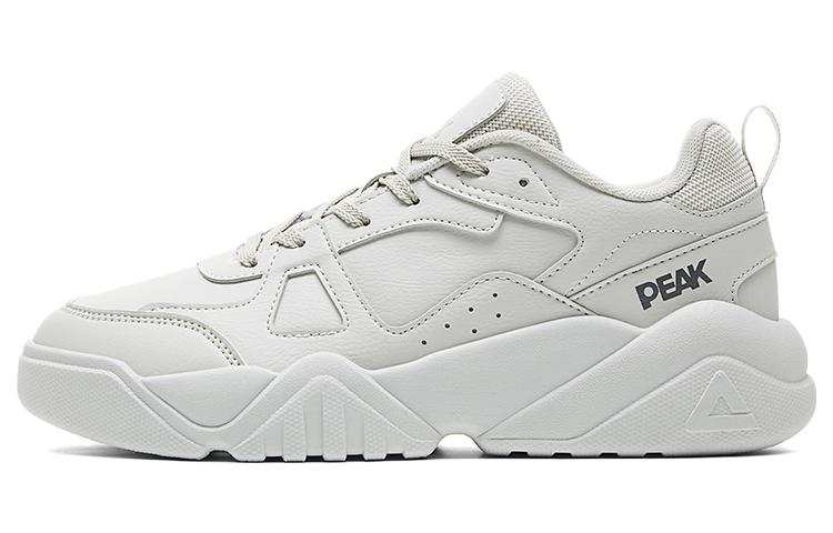 PEAK Cushioning Abrasion Resistant Cushioning, Wear Resistant Low top Chunky Sneakers Women's White Gray Green