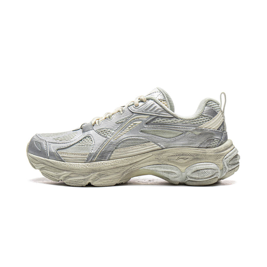 Li-Ning Li Ning Fuyao Boom Cushioning Slip Resistant Abrasion Resistant Rebound Low top Running Shoes Women's Silver Gray
