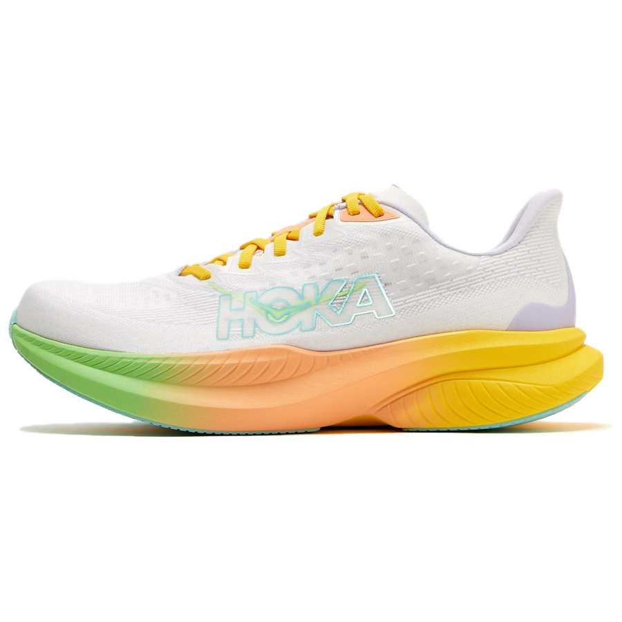 HOKA ONE ONE MACH 6 Slip Resistant Abrasion Resistant Low top Running Shoes Men's Frost White