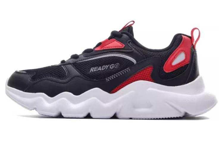 QIAODAN Mesh Slip Resistant Low top Running Shoes Men's Black Red