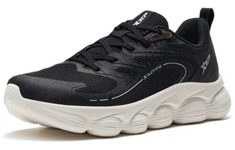 XTEP XTEP Comfortable Cushioning Slip Resistant Low top Running Shoes Men's Black White