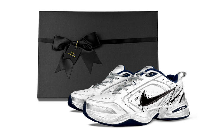 Nike Nike Air Monarch 4 Ink Splatter Compact Coverage Slip Resistant And Abrasion Resistant Low top Chunky Sneakers Unisex
