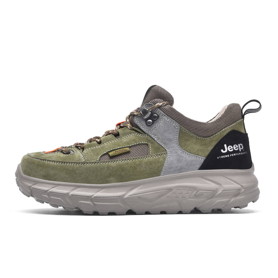 Jeep Textile, Pigskin Comfortable Round Toe Abrasion Resistant Breathable Low top Outdoor Shoes Men's