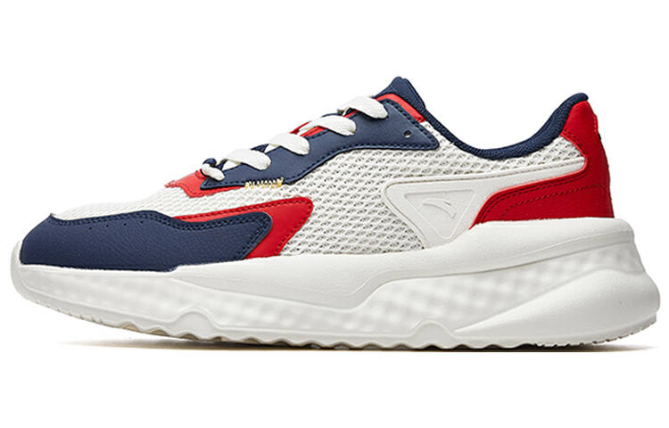 Anta Mesh Cushioning Slip Resistant Abrasion Resistant Breathable Low top Running Shoes Men's White Blue Red Casual