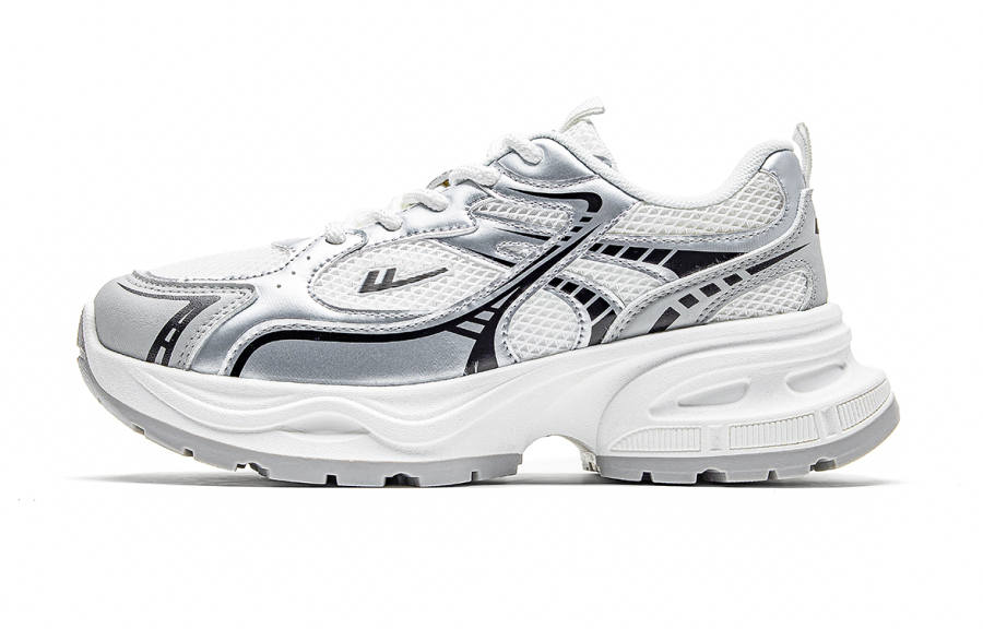 Warrior Lightweight Height Increasing Low top Chunky Sneakers Women's White Silver Gray Black
