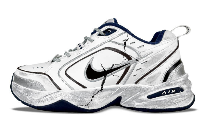 Nike Nike Air Monarch 4 World Crack Coverage Slip Resistant Low top Chunky Sneakers Unisex White