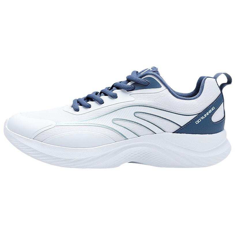 QIAODAN Slip Resistant Abrasion Resistant Low top Casual Sprint Running Shoes Men's Jordan White Coastal Blue