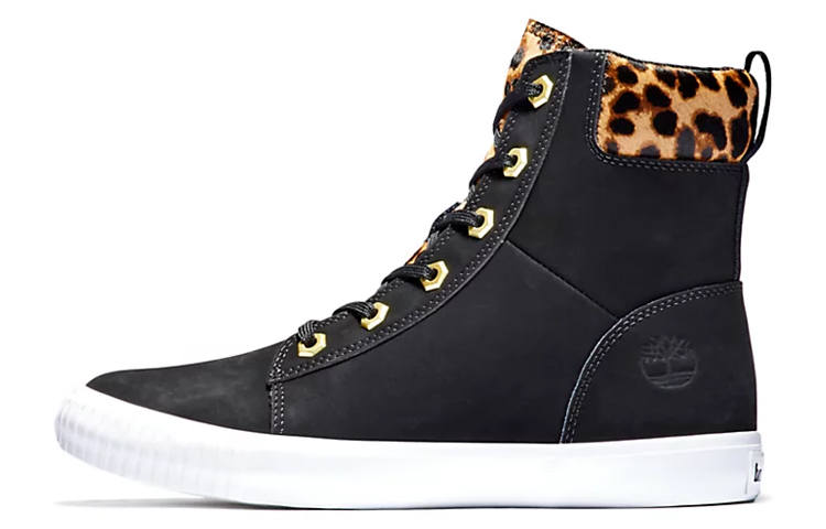 Timberland SKyla Bay 6 Inch Boot 'Black Nubuck Wtih Cheetah Collar' Women's
