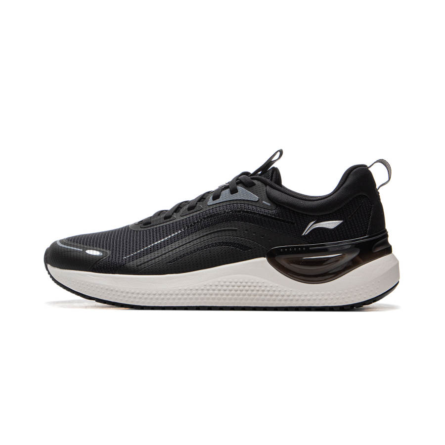 Li-Ning Li Ning Fabric Cushioning Slip Resistant Abrasion Resistant Lightweight Low top Running Shoes Men's Black