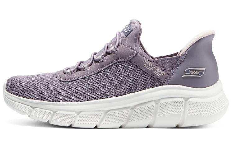 Skechers Slip Ins Textile, Synthetic Leather Low top Casual Running Shoes Women's Gray Purple