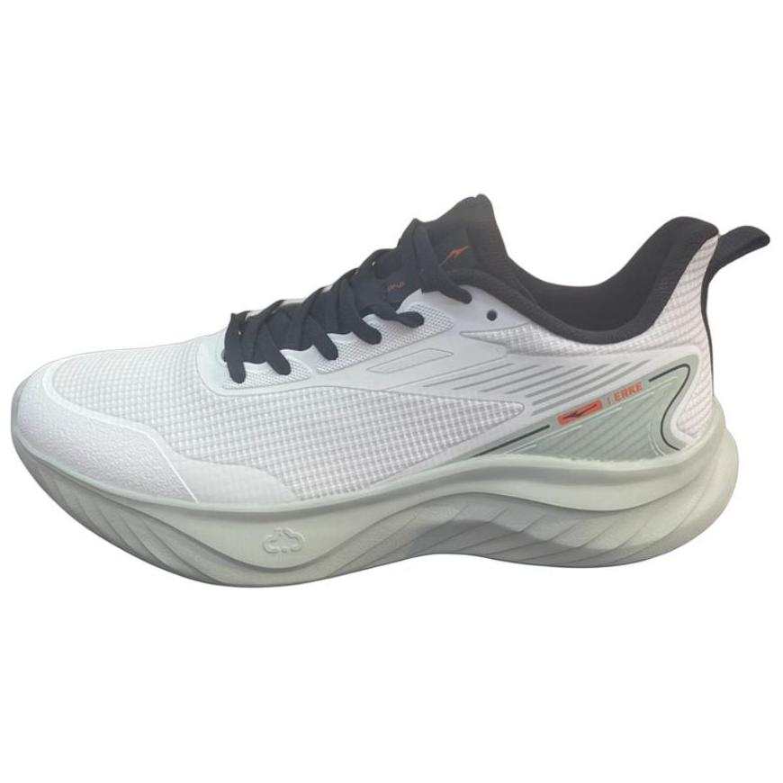 Erke Synthetic Leather Cushioning, Wear Resistant Low top Casual Running Shoes Men's White