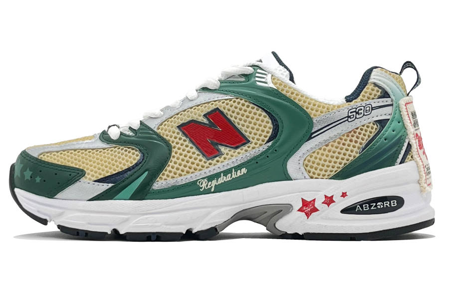 New Balance New Balance NB 530 Abrasion Resistant Breathable Slip Resistant Low top Running Shoes Unisex Yellow Green Red