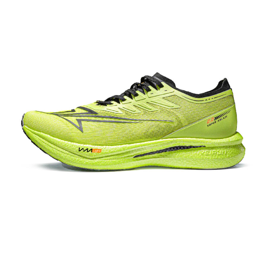 VICTORY LIGHT Cushioning Slip Resistant Abrasion Resistant Low top Carbon Plate Running Shoes Unisex Green Yellow