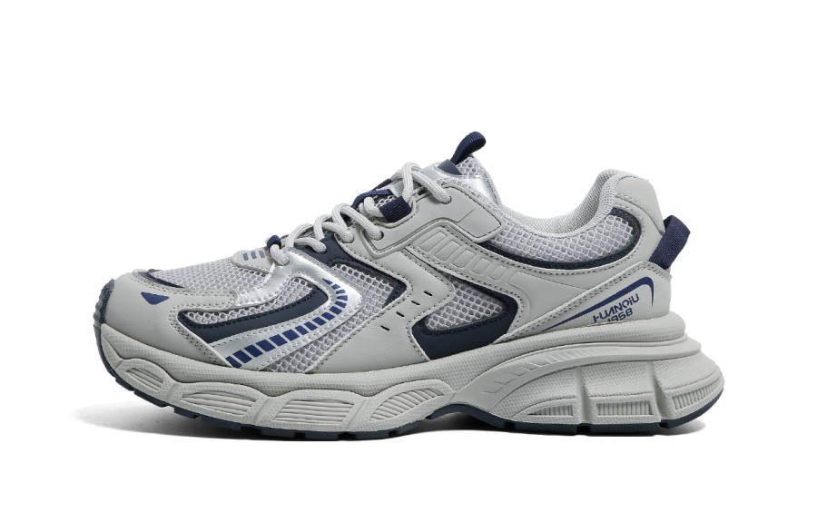 HUANQIU Slip Resistant, Abrasion Resistant, Breathable Low top Chunky Sneakers Men's Gray Blue