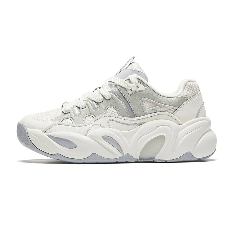 Anta Slip Resistant, Abrasion Resistant, Breathable Low top Chunky Sneakers Women's White Gray