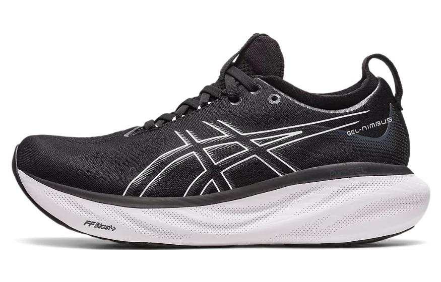 ASICS GEL Nimbus 25 Low top Physical Fitness Test & Exam Running Shoes Women's Black White Wide Fit