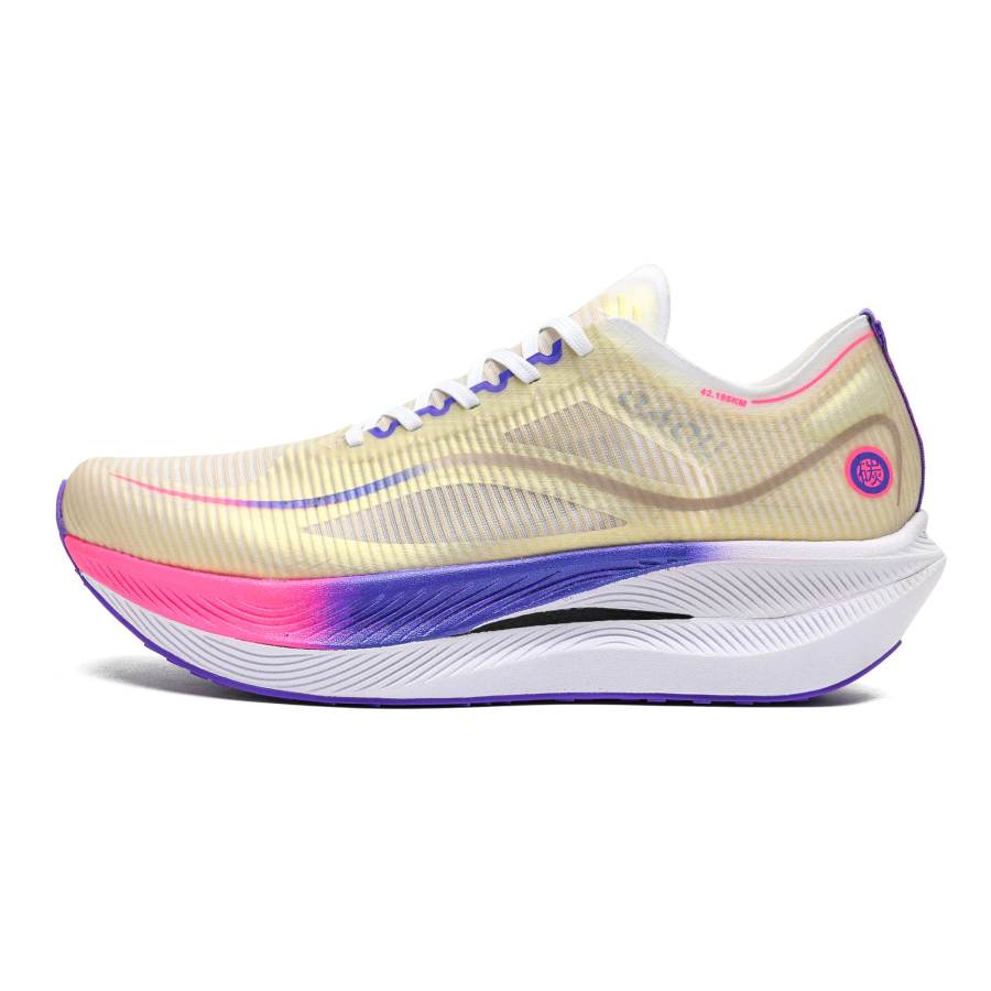 OAOU Running Shoes Unisex White Purple Charm Red