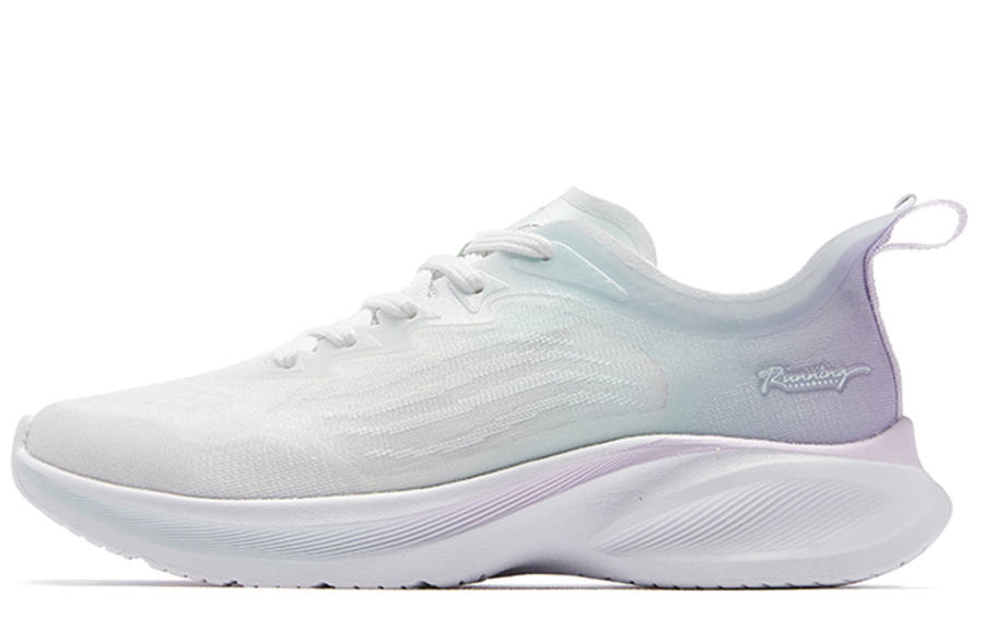 QIAODAN Light Speed 2.0 Cushioning Low top Running Shoes Women's White Cyan Purple