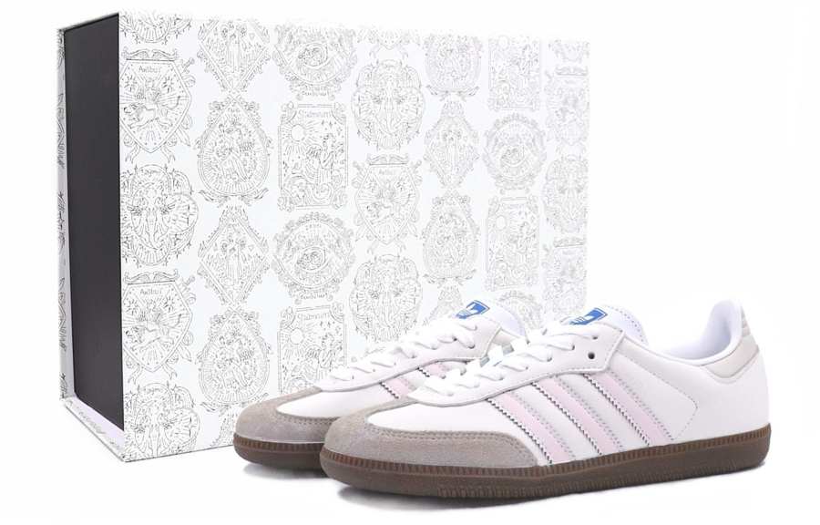 Adidas Originals SAMBA OG Abrasion Resistant, Lightweight, And Breathable Low top Skateboard Shoes Unisex Pink Beige