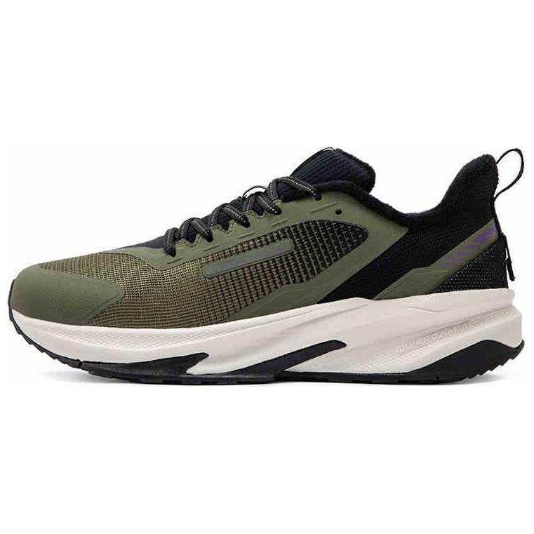 361° Yushan Rain Screen Comfortable Fleece Lined Abrasion Resistant Thermal Low top Running Shoes Men's Green Black