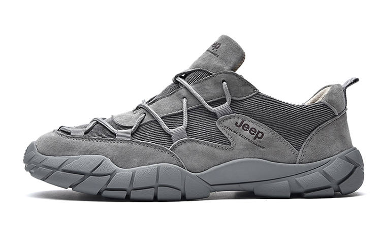 Jeep Hiking And Mountaineering Abrasion Resistant, Breathable, Lightweight Low top Outdoor Shoes Men's Gray