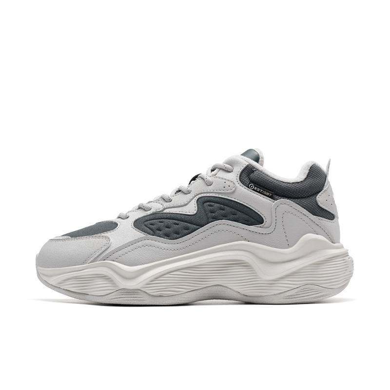 XTEP Synthetic Leather Slip Resistant Waterproof Thermal Mid top Casual Running Shoes Women's Gray
