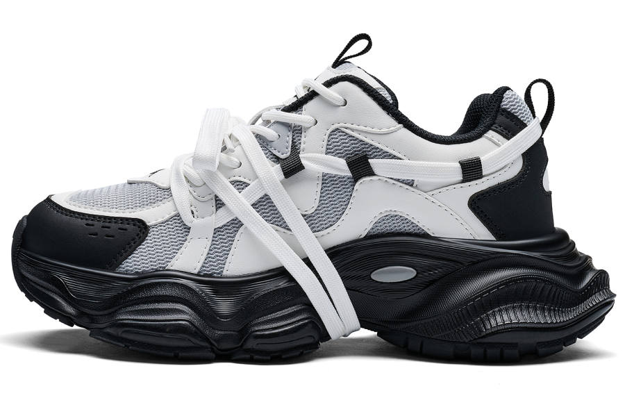 Kappa Back to Back Abrasion Resistant Lightweight Height Increasing Chunky Sneakers Women's Black White
