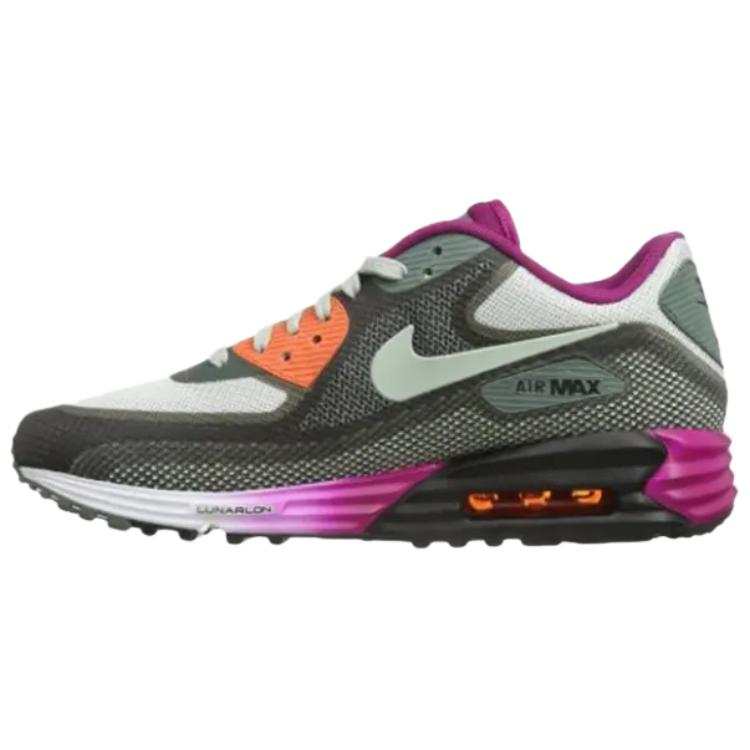 Nike Nike Air Max Lunar 90 Abrasion Resistant Low top Casual Running Shoes Women's Gray Purple