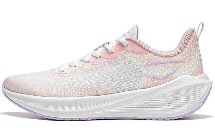 Li-Ning Li Ning Wuyue Cushioning Slip Resistant Abrasion Resistant Breathable Low top Casual Running Shoes Women's White Pink