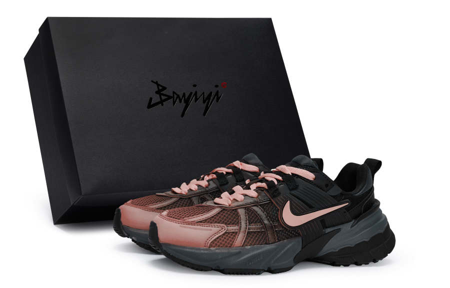 Nike Nike V2K Run Abrasion Resistant Abrasion Resistant Low top Casual Running Shoes Women's Black Flesh Pink