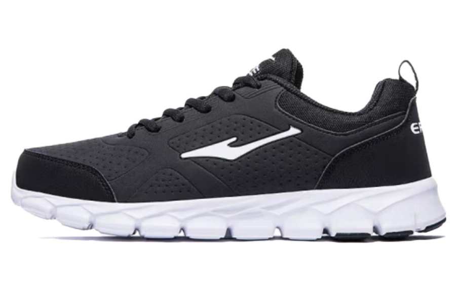 Erke Textile, Synthetic Leather Slip Resistant Abrasion Resistant Low top Casual Running Shoes Men's Black White