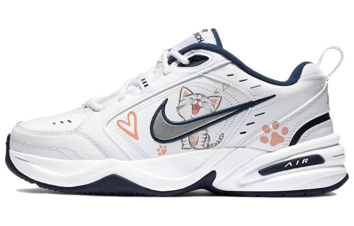 Nike Nike Air Monarch 4 Textile, Leather Cushioning Low top Chunky Sneakers Unisex Pink Blue White