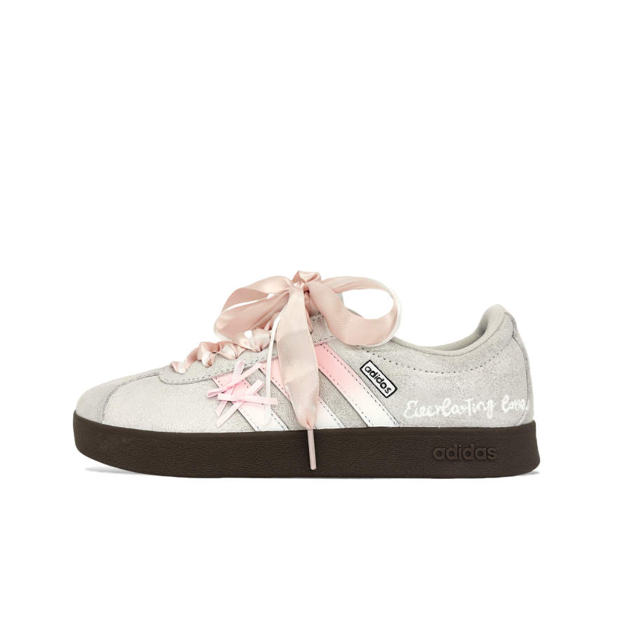 Adidas Adidas VL COURT 2.0 Spring Ballet Slip Resistant Abrasion Resistant Low top Skateboard Shoes Unisex Gray Pink