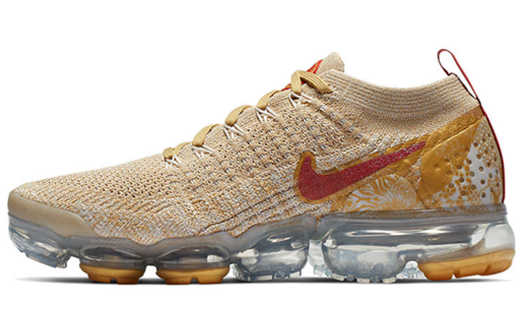 Nike Nike VaporMax 2.0 Low top Air Cushion Casual Running Shoes Women's Red Gold