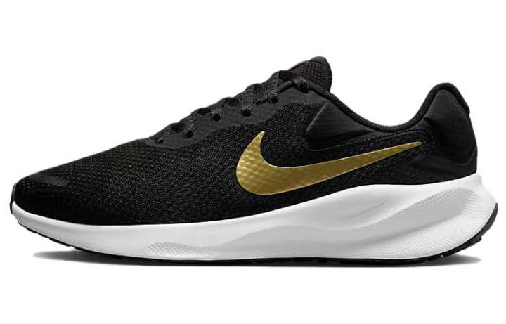 Nike Nike Revolution 7 Black White Metallic Gold Women's