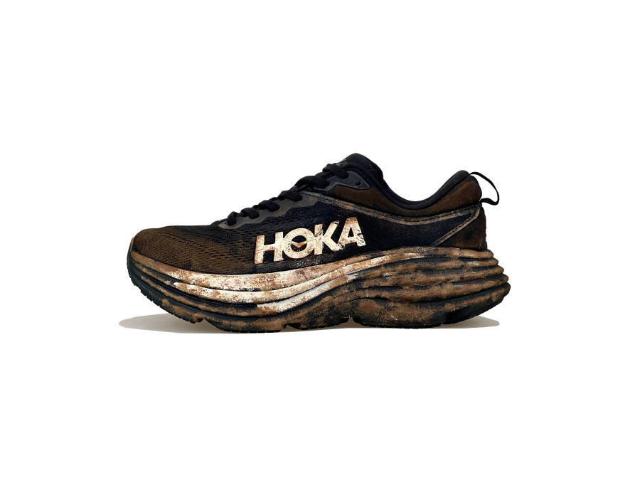HOKA ONE ONE Bondi 8 Fabric Breathable And Resilient Low top City Commuting Running Shoes Men's Black Brown