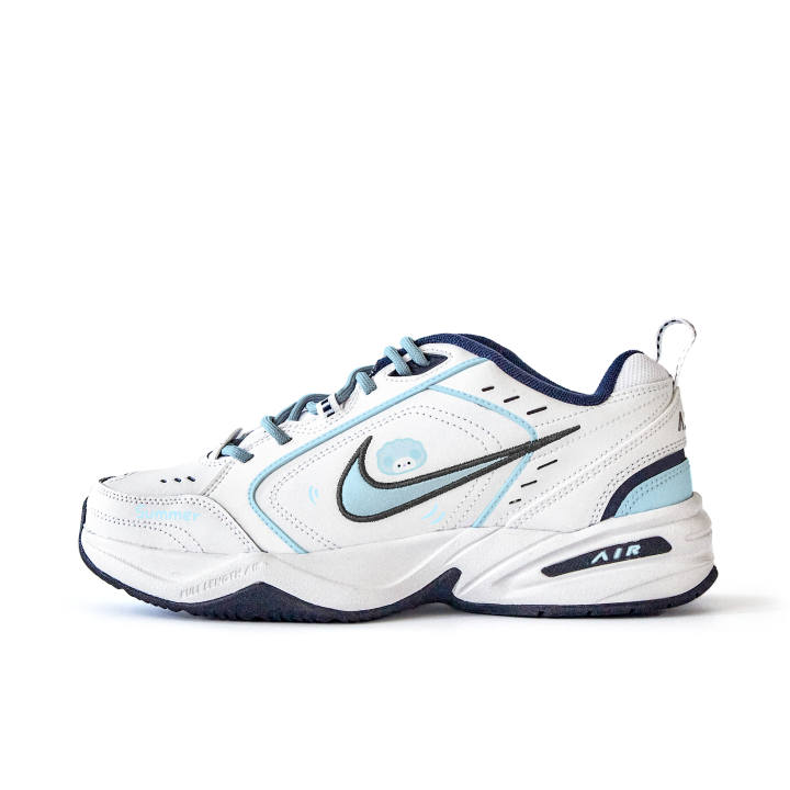 Nike Nike Air Monarch 4 Slip Resistant Abrasion Resistant Low top Chunky Sneakers Unisex White Blue