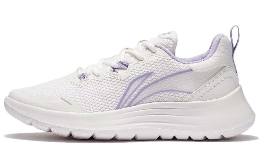 Li-Ning Li Ning Comfortable Fabric Slip Resistant, Abrasion Resistant, Breathable Low top Running Shoes Women's White Purple