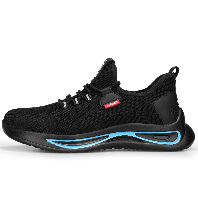LANOUDUN Safety Shoes Men's Mesh Impact Resistant Rebound Low top Outdoor Shoes Unisex Black