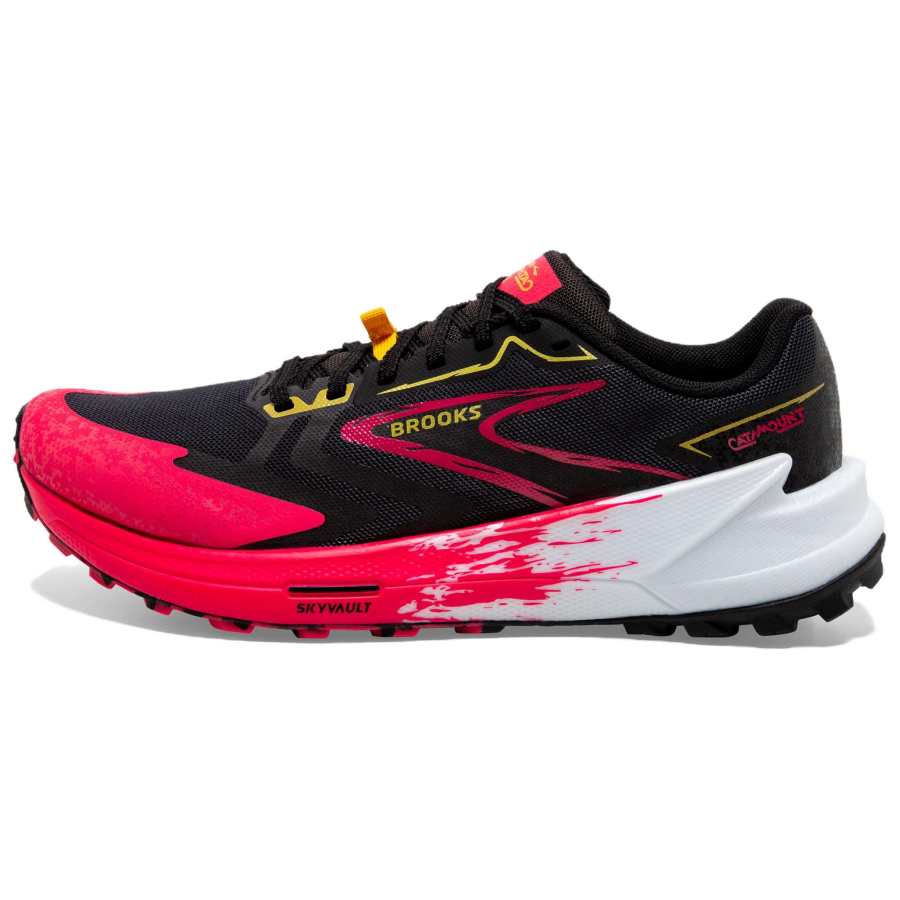 Brooks Catamount Slip Resistant Abrasion Resistant Low top Trail Running Shoes Women's Black Red