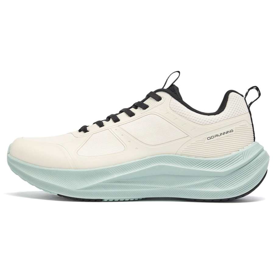 QIAODAN Running Shoes Men's Low Top Antique Porcelain White, Black