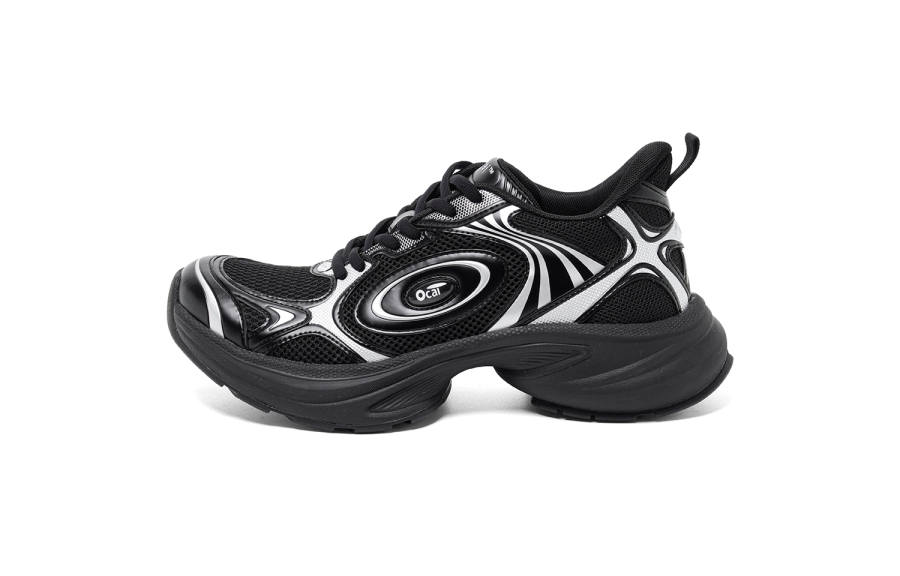 Ocai Slip Resistant Abrasion Resistant Low top Running Shoes Unisex Black Silver