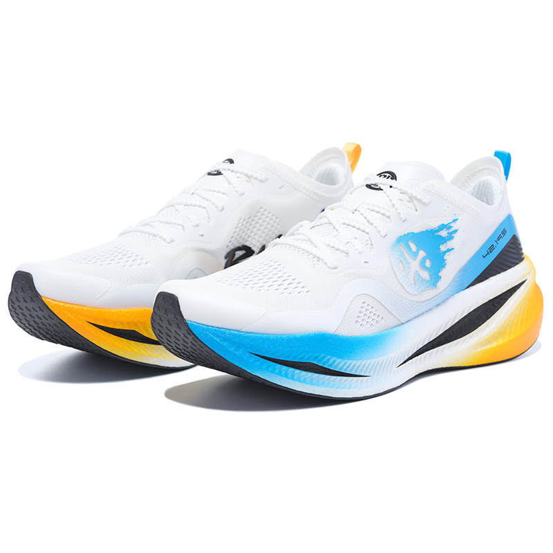 BMAI Jingtan FLY Cushioning Abrasion Resistant Breathable Support Low Top Running Shoes Men's White Yellow Blue