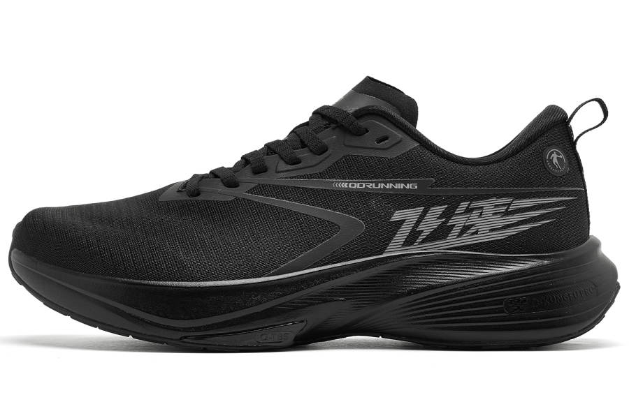 QIAODAN Cushioning Abrasion Resistant Balance Lightweight Low top Q KUNGFU Pro Running Shoes Men's Black Coal Gray